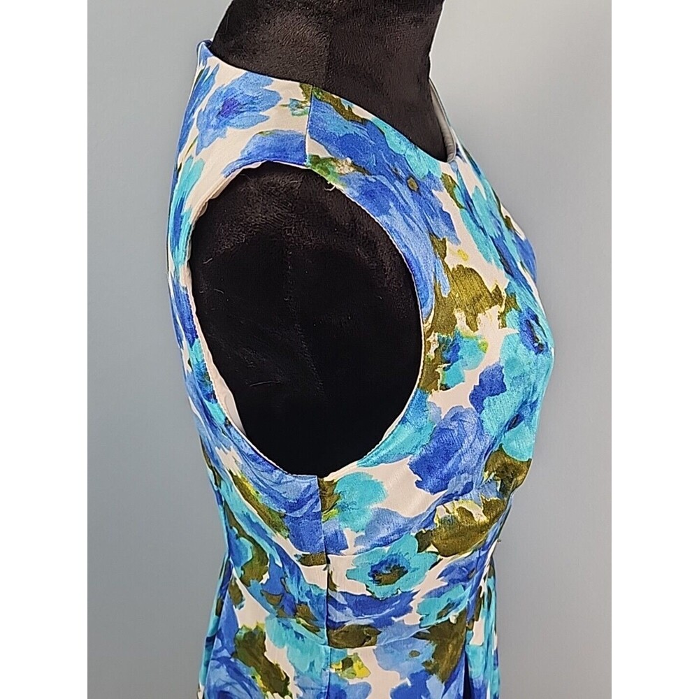Karin Stevens A-line Dress Sleeveless Floral Rear Zip Size 10 Spring Garden - Picture 6 of 13